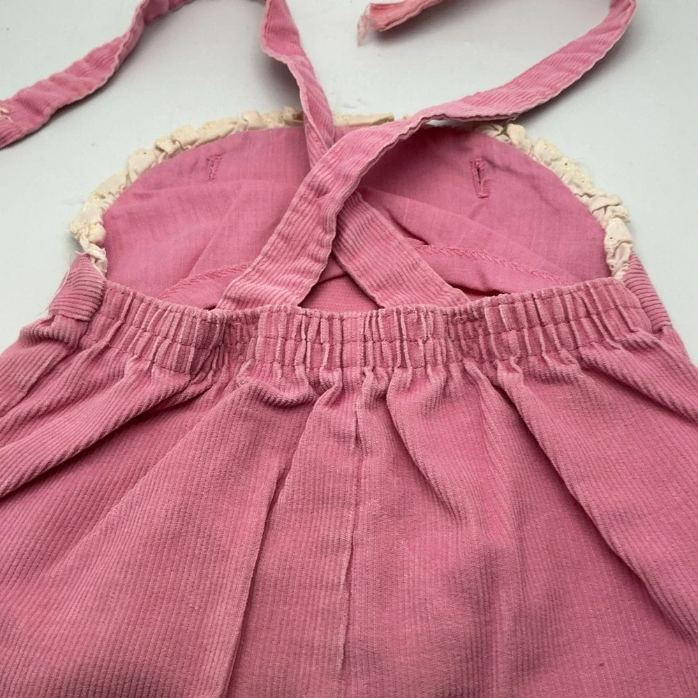 Vintage Health-Tex Baby Pink Ruffles Corduroy‎ Overalls – 18 Months